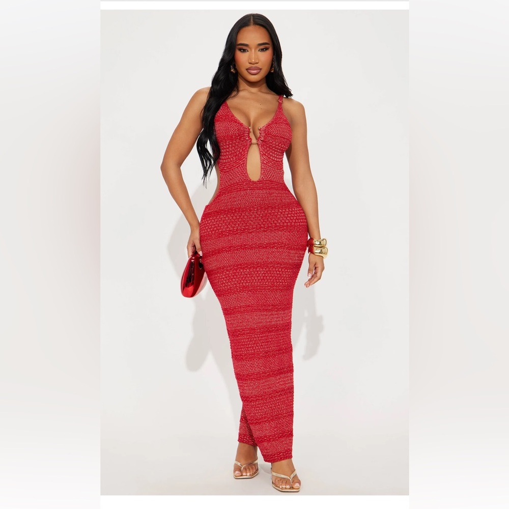 Ibiza Metallic Crochet Maxi dress 
Fashion Nova